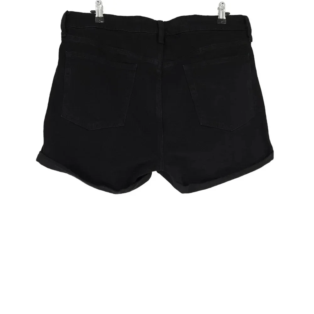 Old Navy OG Straight Denim Shorts Black Jack High Rise Rolled Cuffed - Picture 3 of 6